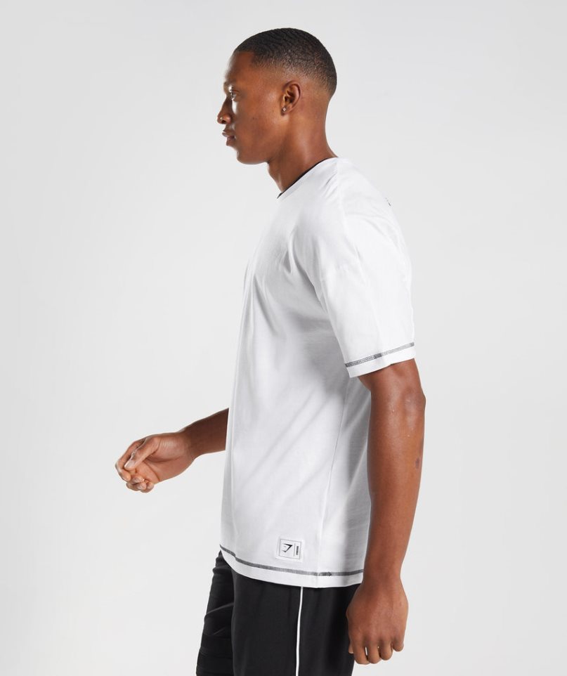 Men's Gymshark Recess T-Shirts White | NZ 1IUNFC